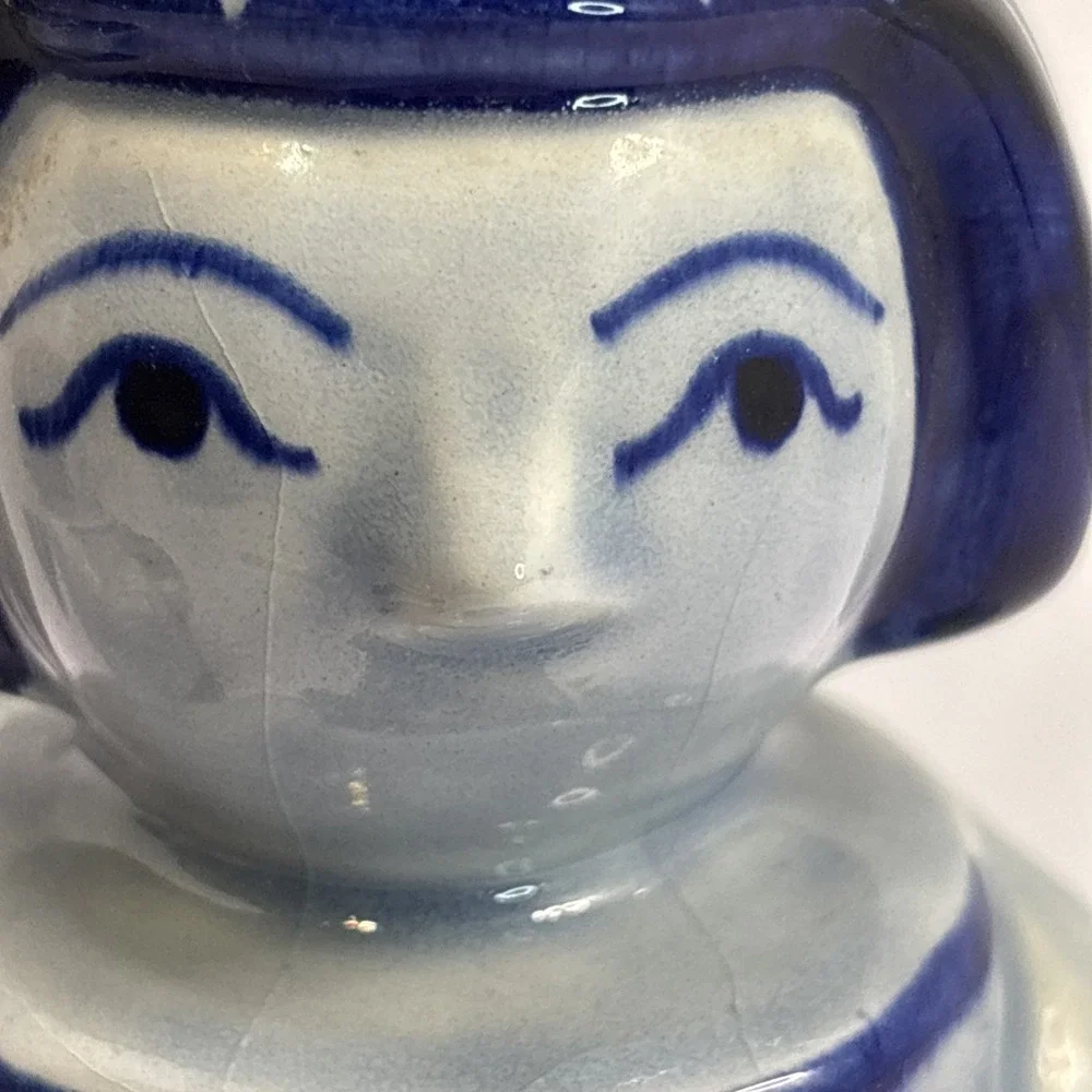 Pair Of Gzhel Russia Blue & White Porcelain Angel Candle Holder 5